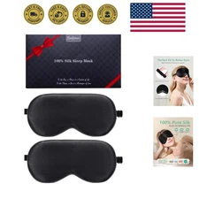 Sleep Mask, 2 Pack 100% Real Natural Silk Eye Masks with Adjustable Strap for...