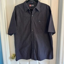 Vintage Chaps Ralph Lauren Mens XL Navy Red Grid Short Sleeve Button Down Shirt
