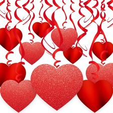 30 PCS Valentines Day Heart Swirl Hanging Decorations Red Wedding Bridal Party