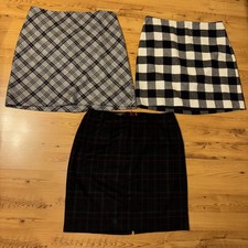 Talbots Woman 18W Lot Of 3 Career Skirts Plaid Wool Blend Lined Black Gray Work