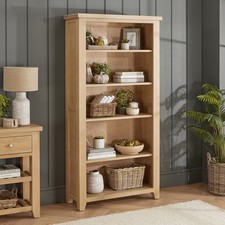 Large Tall Bookcase Cheshire Whitewash Oak Living Room Study Bedroom Furniture