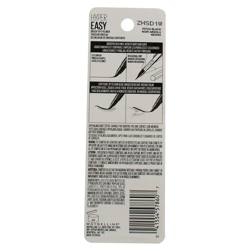 5 Pack Maybelline New York Eyeliner, Pitch Black, 0.018 fl oz - Picture 2 of 2