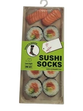 Sushi Food Novelty Crew Socks Gray Red One Size Gift Boxed Fun Unisex Sockopath
