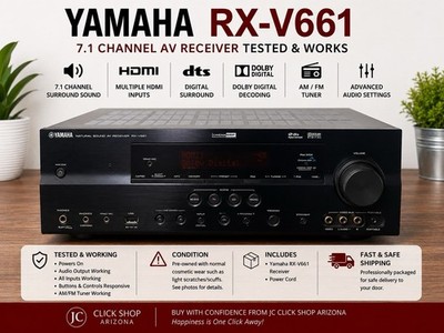 Yamaha RX-V661 7.1Ch HDMI Home Theater Surround Sound Receiver Tested & Works