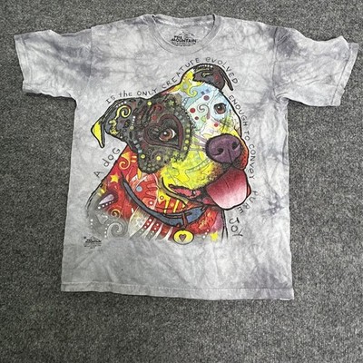 The Mountain T-Shirt Mens XL Gray Tie Dye Pitbull Dog Graphic Dean Russo Art USA