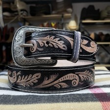 Western Tooled Leather Belt. Cowboy Rodeo Belt For Men. Cinto Vaquero De Piel.
