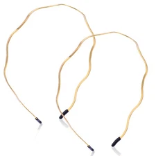 2Pcs Gold Headbands for Women Thin Metal Hair Band Retro Big Wavy 