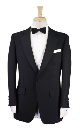 Paul Stuart Black 1-Btn Formal Tuxedo Wedding Wool Suit 38S