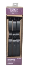 Curtain Rod Hanger Double  Bracket Set Black Finish Home Decorators 1 inch Rod