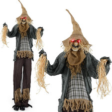 7 FT Halloween Animated Standing Scarecrow with Light-Up Eyes