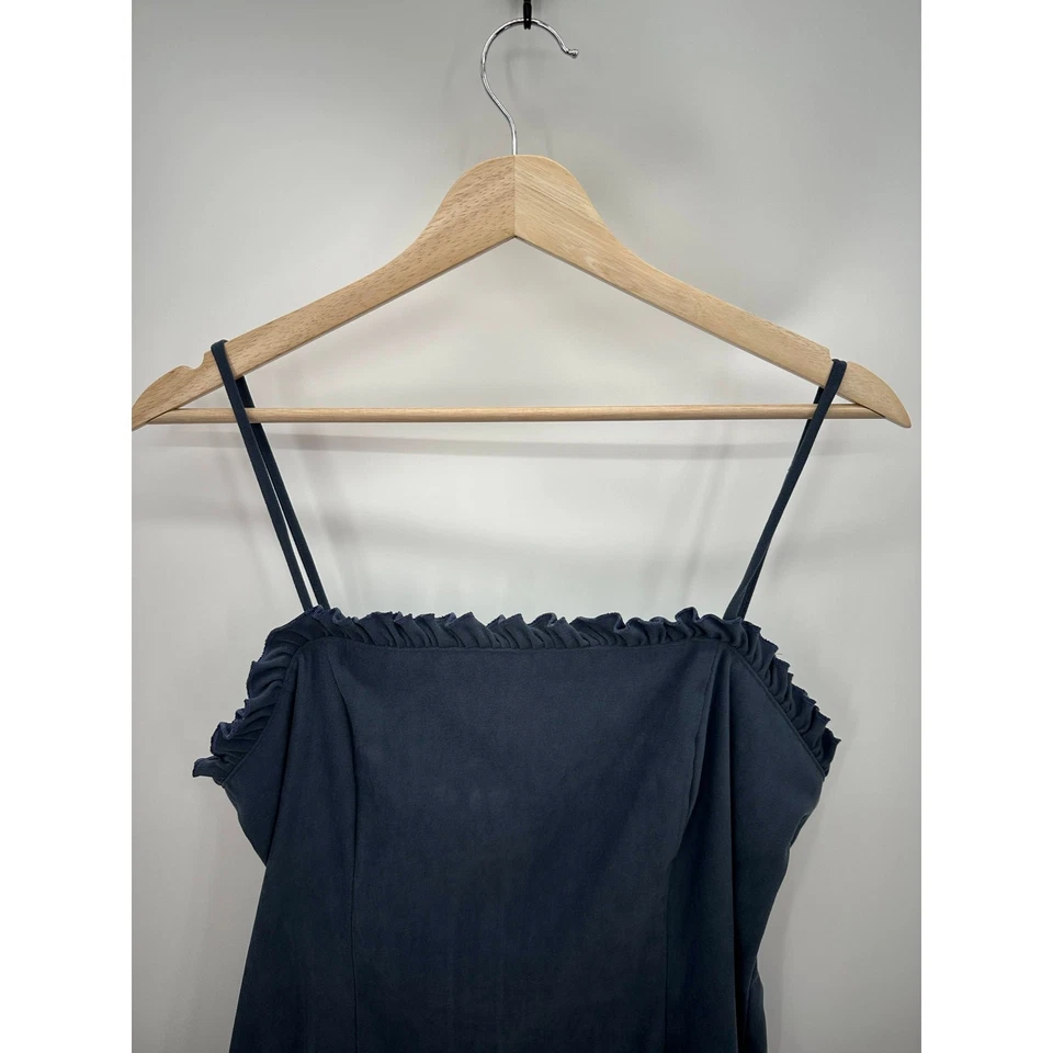 Positive Attitude Womens Vintage Y2K 90s Bodycon Mini Dress Size 14 Blue Ruffle - Image 3 of 4