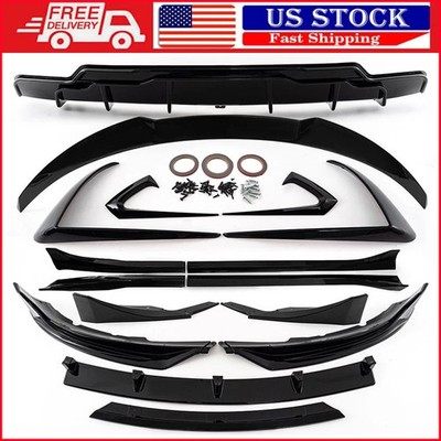 For 17-22 Tesla Model 3 Full Body Kit Front/Rear Bumper+Rear Spoiler+Side Skirts