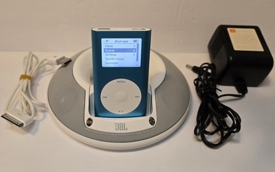SET: JBL On Stage Audio Dock, 2nd Gen iPod Mini, Charger, and Computer Cable.