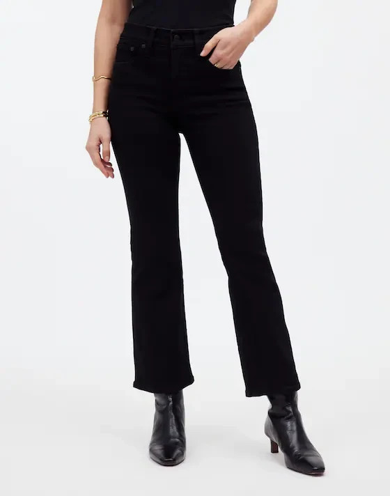MADEWELL Womens Petite Kick Out Crop Jeans Black Rinse Wash 25P