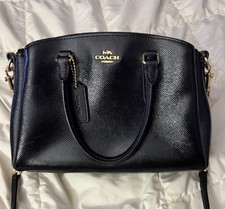 Coach Black Zip Satchel Top Handle Bag w/ Detachable Crossbody Strap Charm Gold