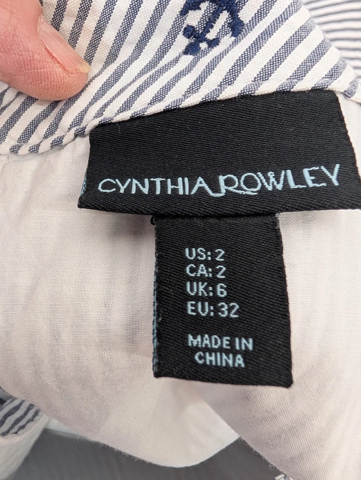 Vestido de mujer Cynthia Rowley a rayas Seersucker funda náutica manga Foto 3 de 4