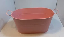 Metal Oval Storage Tub 12" x 7" x 6" Pink, The Spring Shop, Home Decor w/Handles