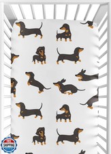 Sweet Jojo Designs Fitted Baby Crib Sheets Dachshund Puppy Dog for Boys or