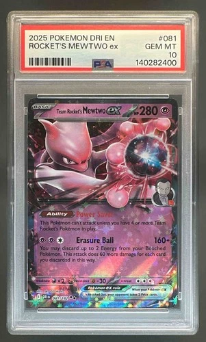 2025 Pokemon Destined Rivals Team Rocket's Mewtwo ex #081/182 PSA 10