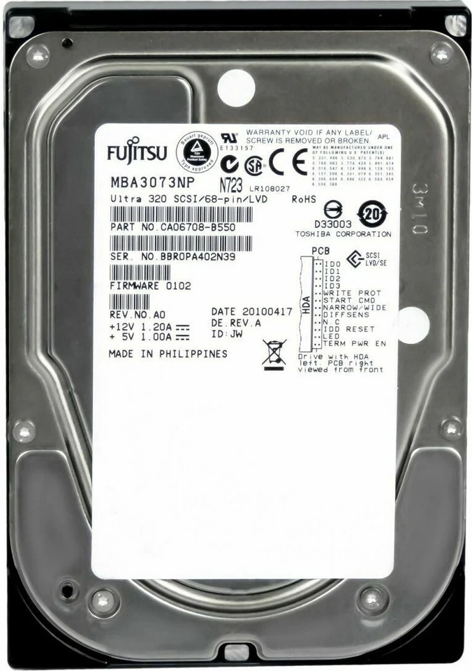 Hard Drive Fujitsu MBA3073NP 73GB 15000U/Min SCSI 68-PIN 16MB Cache 3.5'' Inch - Image 2 of 3