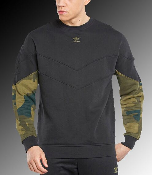 adidas Originals Mens Black Camo Crew 