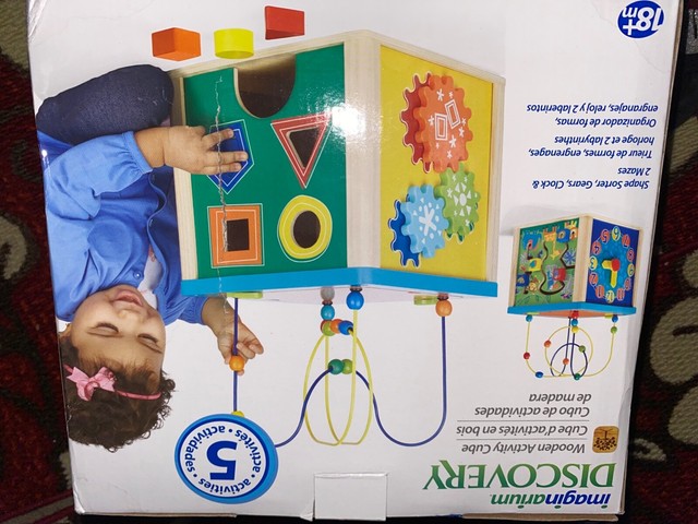 imaginarium wooden activity cube