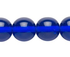 Czech Pressed Glass Trans Cobalt Blue 10mm Round Beads 1-1.3mm Hole 1 Std 41
