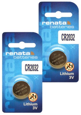 Renata CR2032 Lithium-Knopfzelle – 3V, Langes Haltbarkeitsdatum, Schweizer Qualität