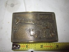 VINTAGE 1970s DROTT CRANE HEAVY MACHINERY COMPANY BELT BUCKLE 3" X 2" NICE