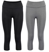 Ladies 3/4 Length Leggings Thick Yoga Capri Pants Cropped Pack of (1, 2)