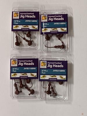 4 Packs of 5 Danielson Painted Football Jig Heads 3/16 oz. Brown