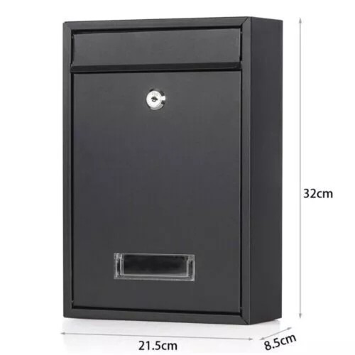 POST BOX LARGE LETTER MAIL BOX STEEL LOCKABLE OUTDOOR WALL MOUNTED WITH KEYS - Picture 16 of 19