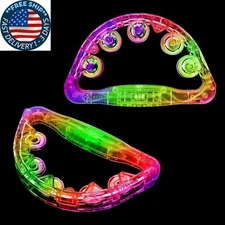 Pandereta LED, pandereta musical con luces intermitentes (2 piezas)