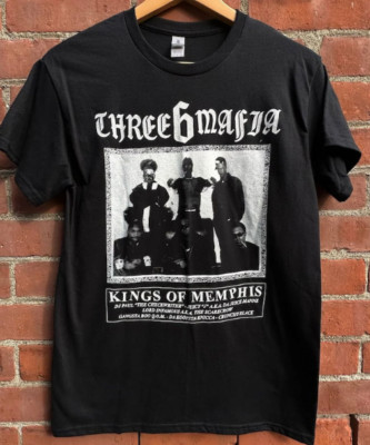 Three Six Mafia rock rap tour short sleeve black shirt