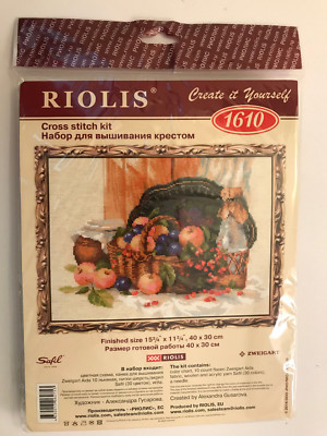 Riolis SUMMER ABUNDANCE Cross Stitch Kit Fruit Basket Design- NIP