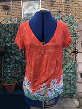 Mantaray Red Floral Lightweight Summer Holidays Top Blouse Size 12