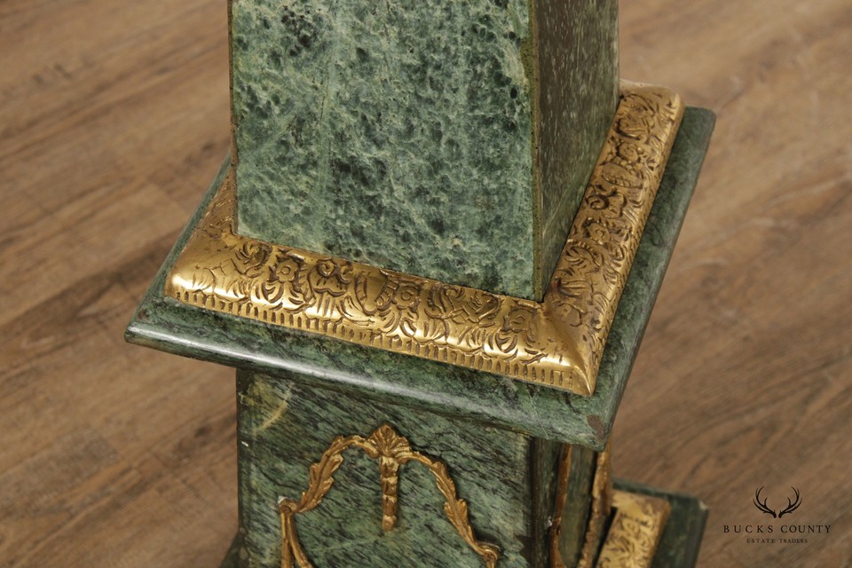Napoleon III Style Pair Brass Mounted Green Verde Antico Marble