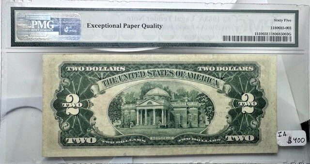 1953A $2 RED SEAL LEGAL TENDER BANK NOTE 🔥PMG GEM 65 EPQ🔥 - Image 2 of 2