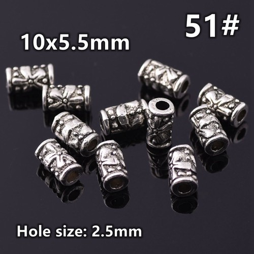 50pcs Tibetan Silver Color Metal Alloy Loose Spacer Beads Lot For Jewelry Making - Bild 59 von 59