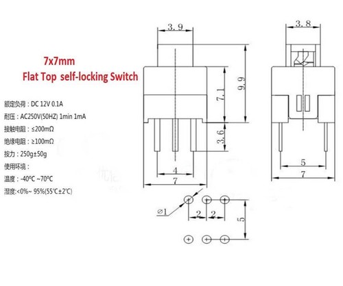 Square Push Button Switch 6 Pin PCB5.8-8.5mm Mini Self-Locking/Non-self-locking - Picture 13 of 13
