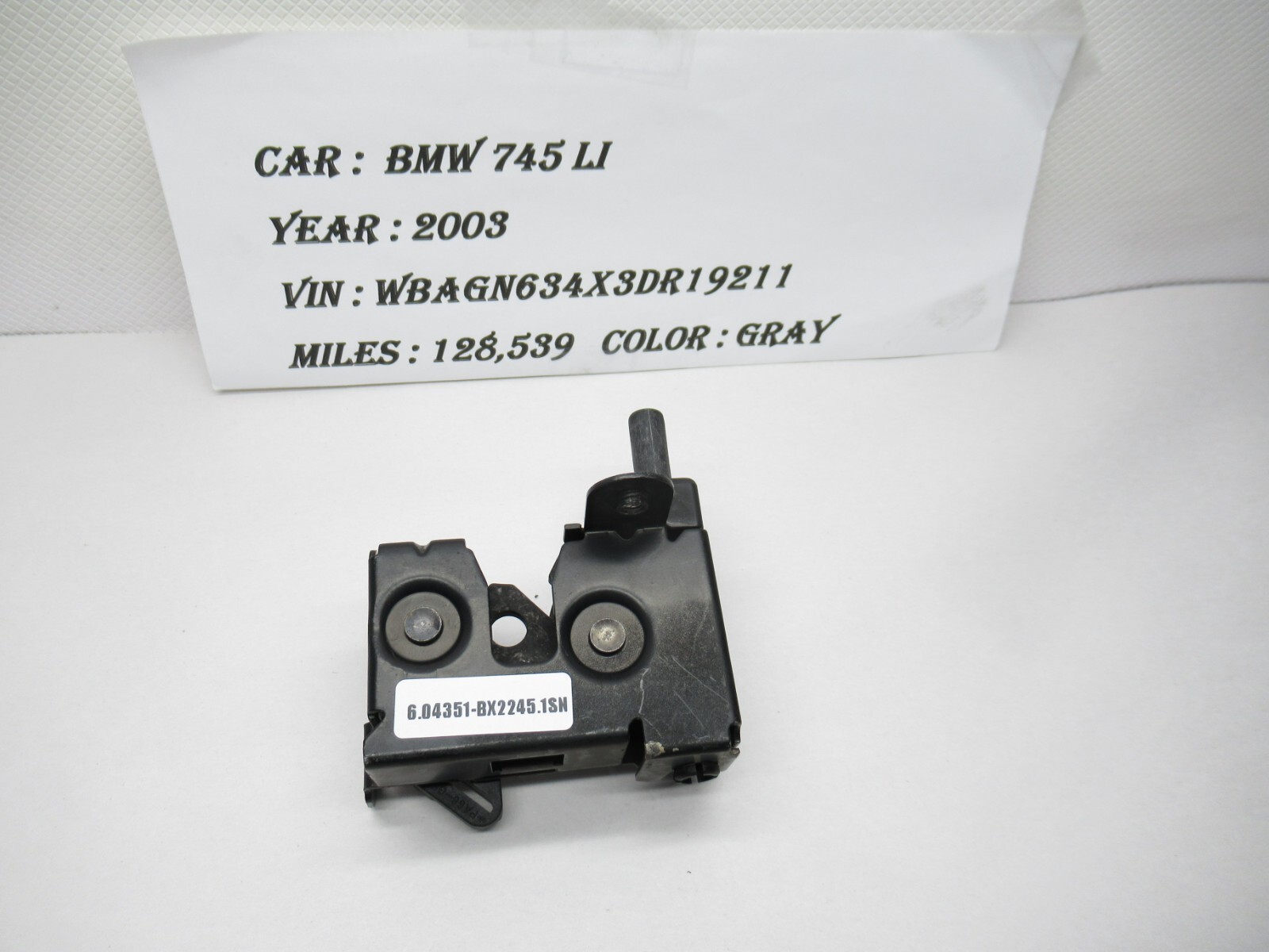 02 BMW 745i E65 Hood Lock Latch 8240599 OEM for sale online | eBay