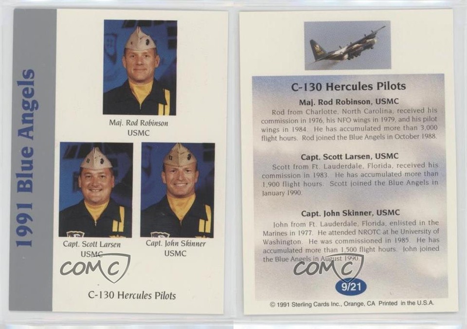 1991 Sterling Cards Blue Angels C130 Hercules Pilots 9 0w6 eBay