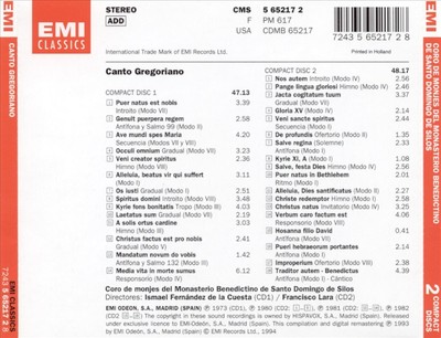 CANTO GREGORIANO NEW CD