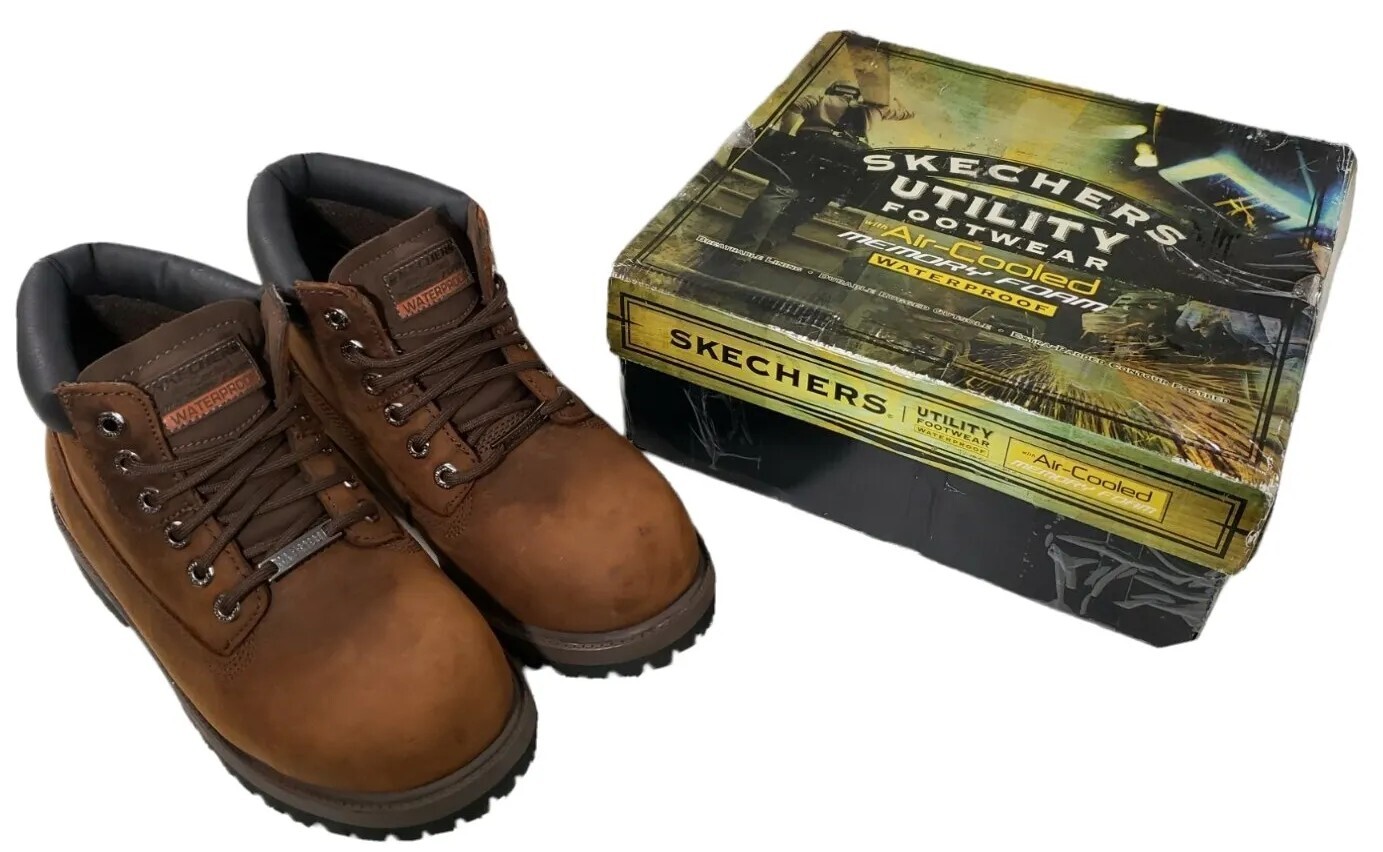 Skechers Sergeants Verdict Waterproof Leather Mens 8 Extra Wide Work Boot 4442EW