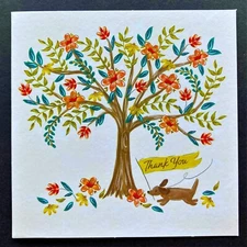 *ONE* Thank You Note Card Spring Summer Brown Dog NIQUEA.D Schurman Papyrus 1