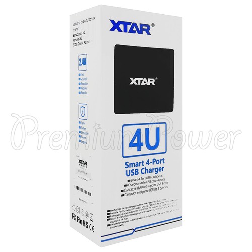 Xtar 4u Smart 4-port USB Charger Max 2.4A Rapide Pratique Énergie Noir Eu Prise - Photo 2 sur 7