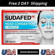 Sudafed PE Head Congestion + Mucus Tablets for Sinus Pressure, Pain & Congestion