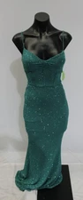 Windsor Women's Lana Cowl Neck Mermaid Satin Glitter Formal Dress CD4 Jade XS