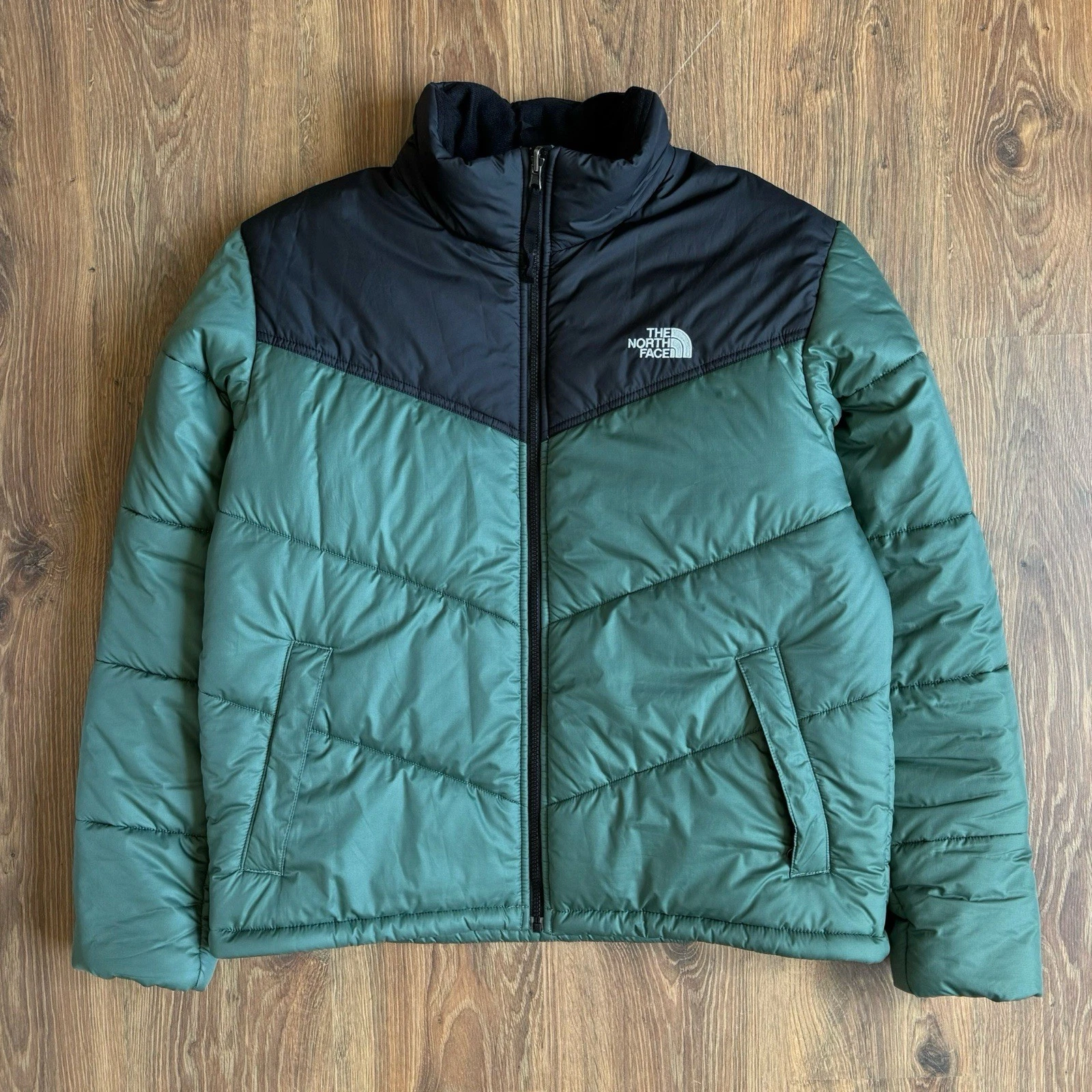 The North Face Puffer Jacket Mens Size L Green Full Zip Insulated