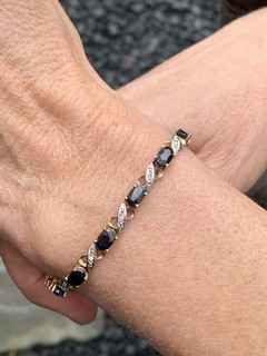 Bracciale vintage in oro 9 ct con diamanti e zaffiri pesante 9 4 g